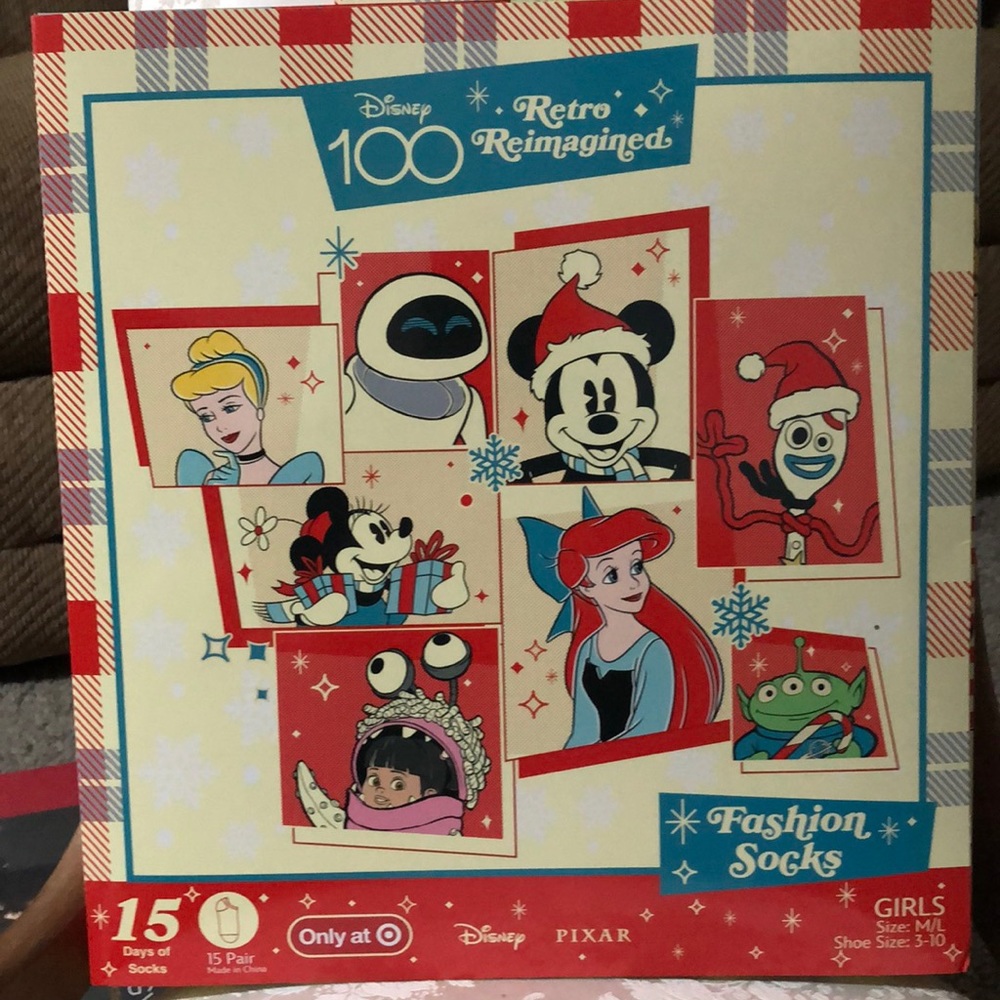 Retro Disney Girls 15 Days of Socks M/L